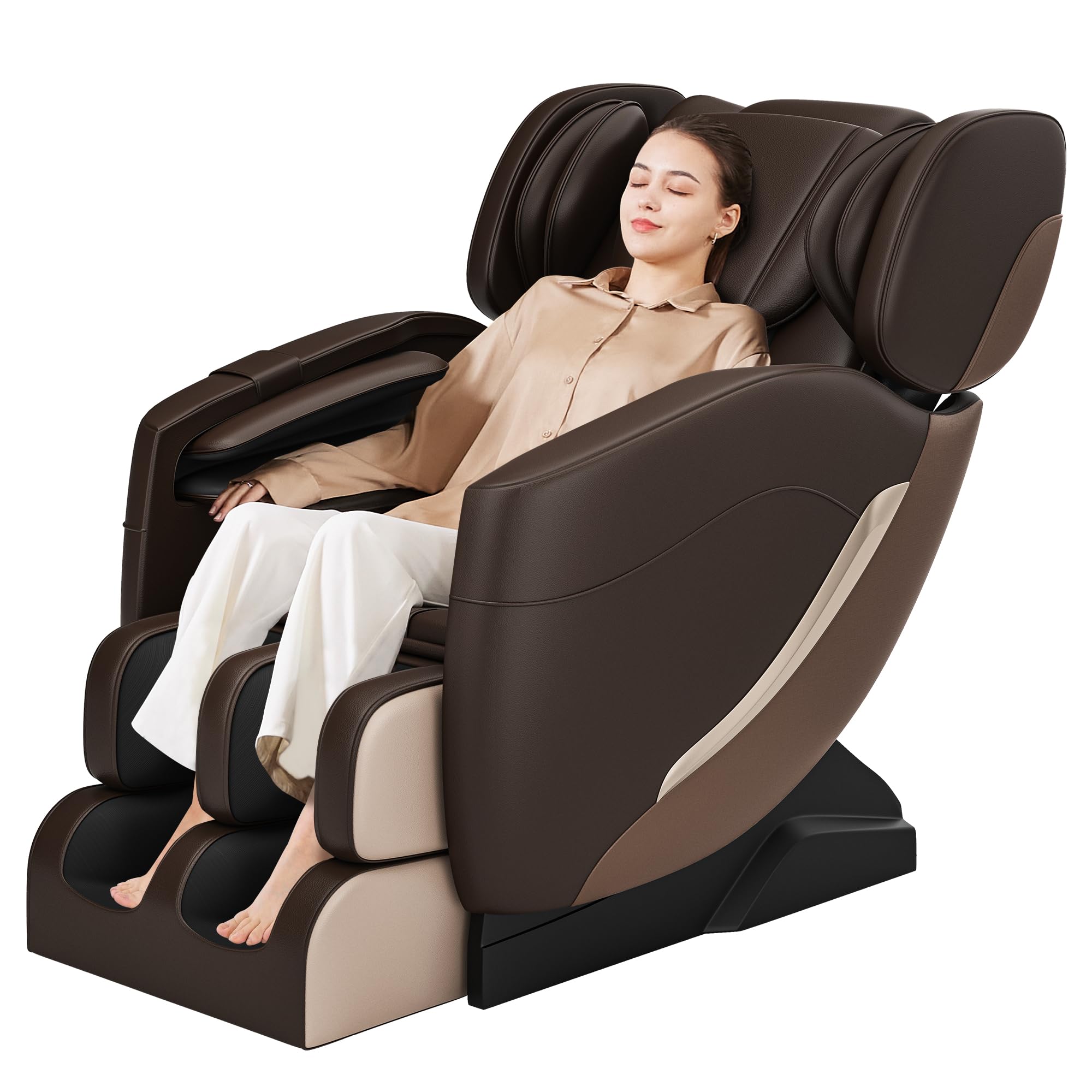 2025 Massage Chair, Full Body Zero Gravity Massage Chair with Auto Modes, 8 Fix Point Rollers, Bluetooth, Foot Massage, Heating Function, Black and Gray