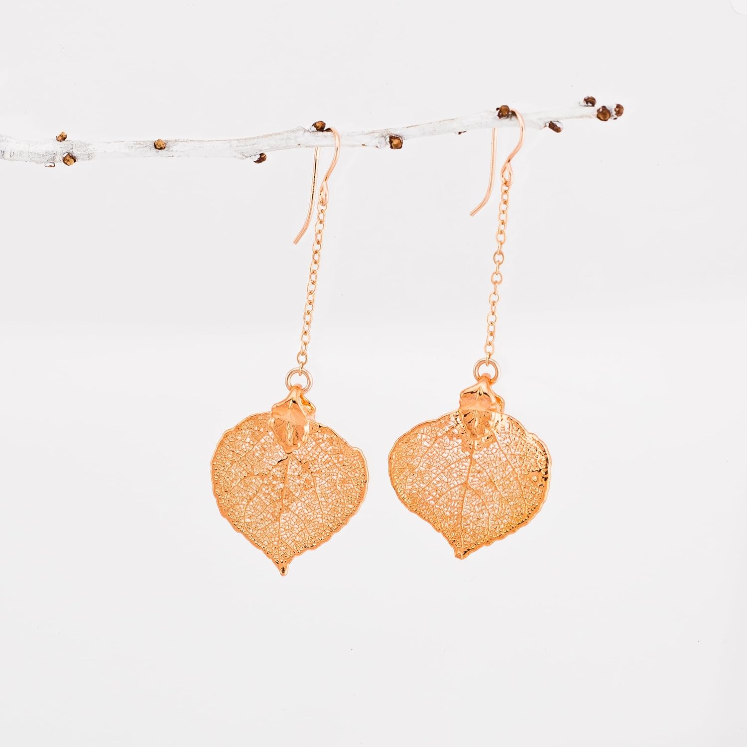 Real Aspen Leaf Earrings in Gold, Rose Gold, or Silver, Custom Jewelry for Her
