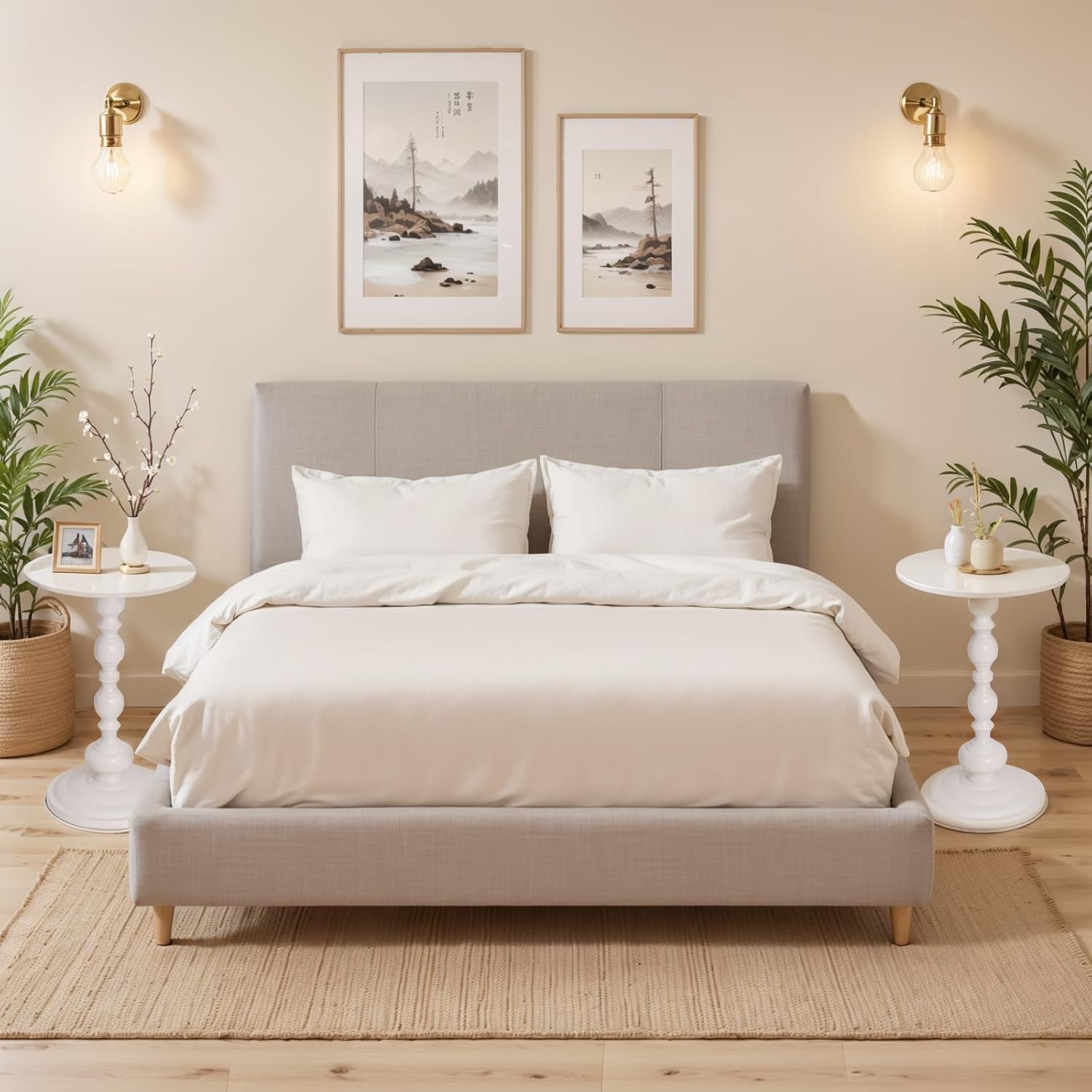 Metal Small Round End Table,Vintage Bedside Drink Table Nightstand for Small Spaces,Modern Accent Pedestal Tables Coffee Tables for Living Room, Bedroom, Corners, Patio,White