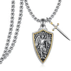 925 Sterling Silver St Michael/St Christopher Pendant Necklace for Men Women Religious Amulets Jewelry Gifts