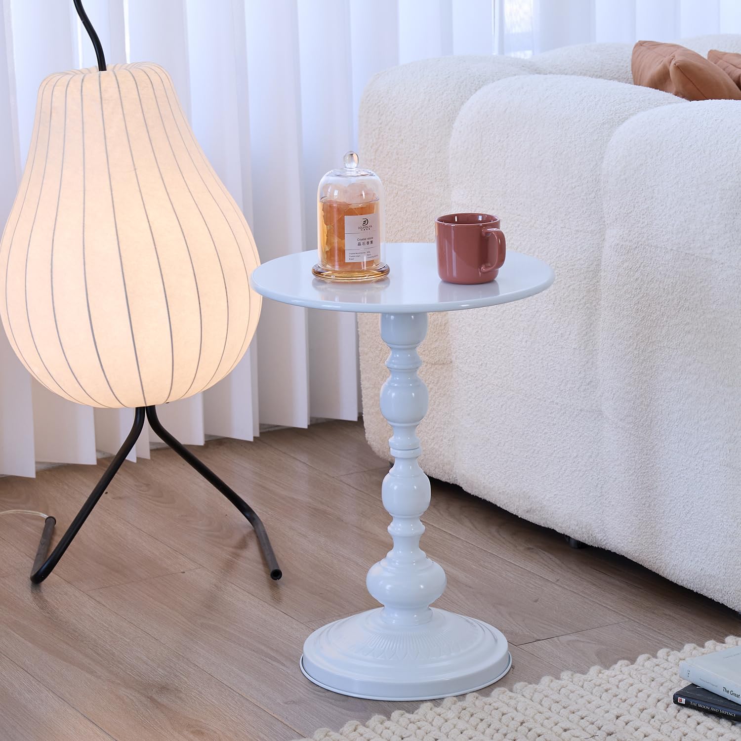 Chic Vintage Round Side Table with Elegant Roman Columns - Sturdy Metal Construction, Perfect for Coffee, End, Tea, or Leisure Use in Living Room or Bedroom Decor (Black Small 1 Pack)