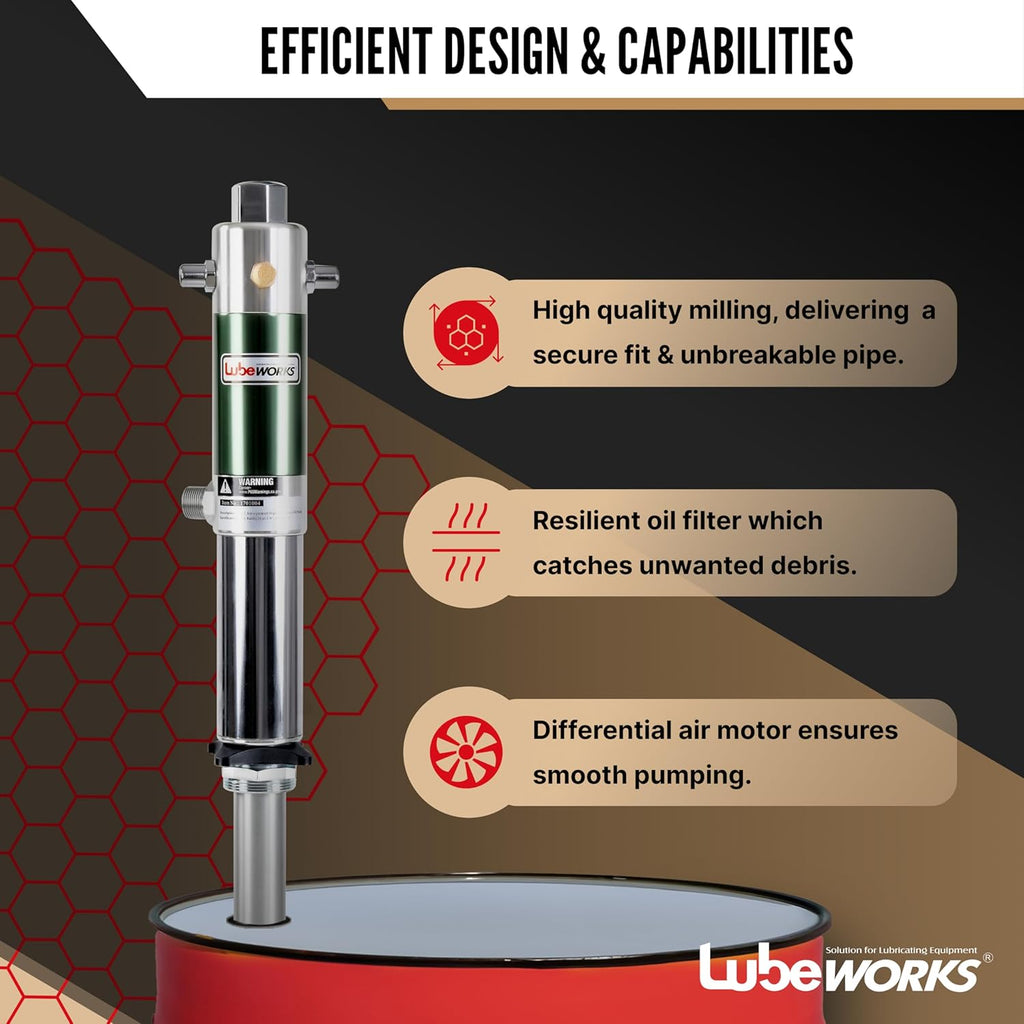 Oil Transfer Drum Pump Double Action 1:1 Fast High Flow Rate 8.5GPM / 32LPM for SAE130 Oils/Fluids