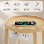 HOOBRO Small Round Side Table with Charging Station, 2-Tier Round Bamboo End Table, Compact Sofa Bedside Table for Small Space, Easy Assembly, for Living Room, Bedroom, Apartment, Natural YL156UBZ01