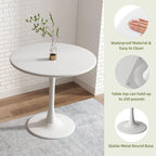White Round Table Modern Tulip Dining Table White Round Kitchen Table Mid Century Coffee Table for Living Room, 24 inch