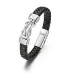 abooxiu Urn Bracelet for Ashes Leather Cremation Bracelet for Human Ashes Stainless Steel Ash Bracelets Memorial Cremation Jewelry Keepsake Bangle for Men