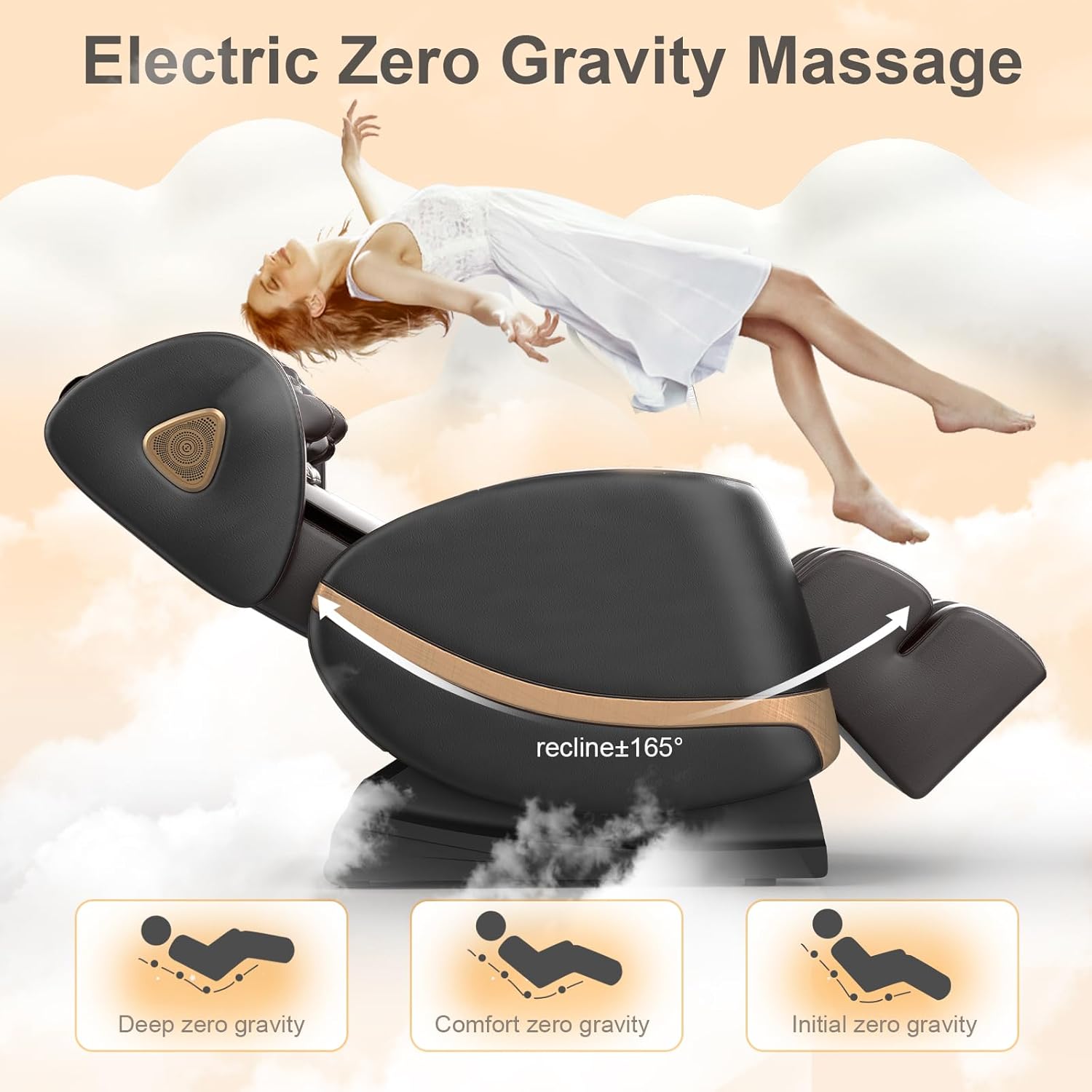 2025 Massage Chair Full Body, Zero Gravity Massage Chair with 10 Fix Rollers, Heating, Foot Massage, Auto Modes, Bluetooth Speaker, Touch Screen Controller