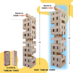 GOTHINK Giant Tumbling Tower Game, Super Large 51pcs Wooden Blocks Stacking Game, Stack to Over 6 Feet, Carry Bag, Jumbo Outdoor Indoor Game Toy Gift for Kids and Adults