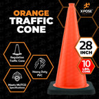Xpose Safety 28 Inch Orange Traffic Cones Heavy Duty 10lb, 24-Pack - Multipurpose PVC Plastic Safety Cone for Parking, Soccer, Caution, Kids and Construction - DOT Approved