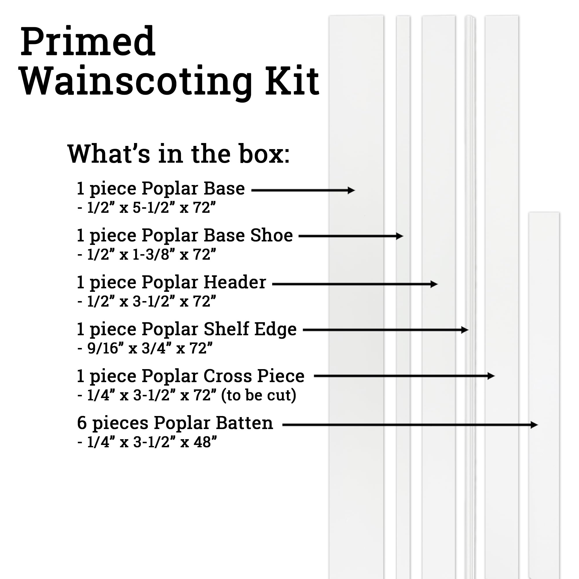 The Millwork Outlet Primed Board and Batten Wainscoting Kit