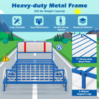 Cadres de lit jumeaux Costzon pour enfants, cadre de lit plateforme en métal avec support à lattes, tête de lit rembourrée et pied de lit à lattes, pas besoin de sommier, montage facile, convient aux matelas jumeaux standard (voiture de course)