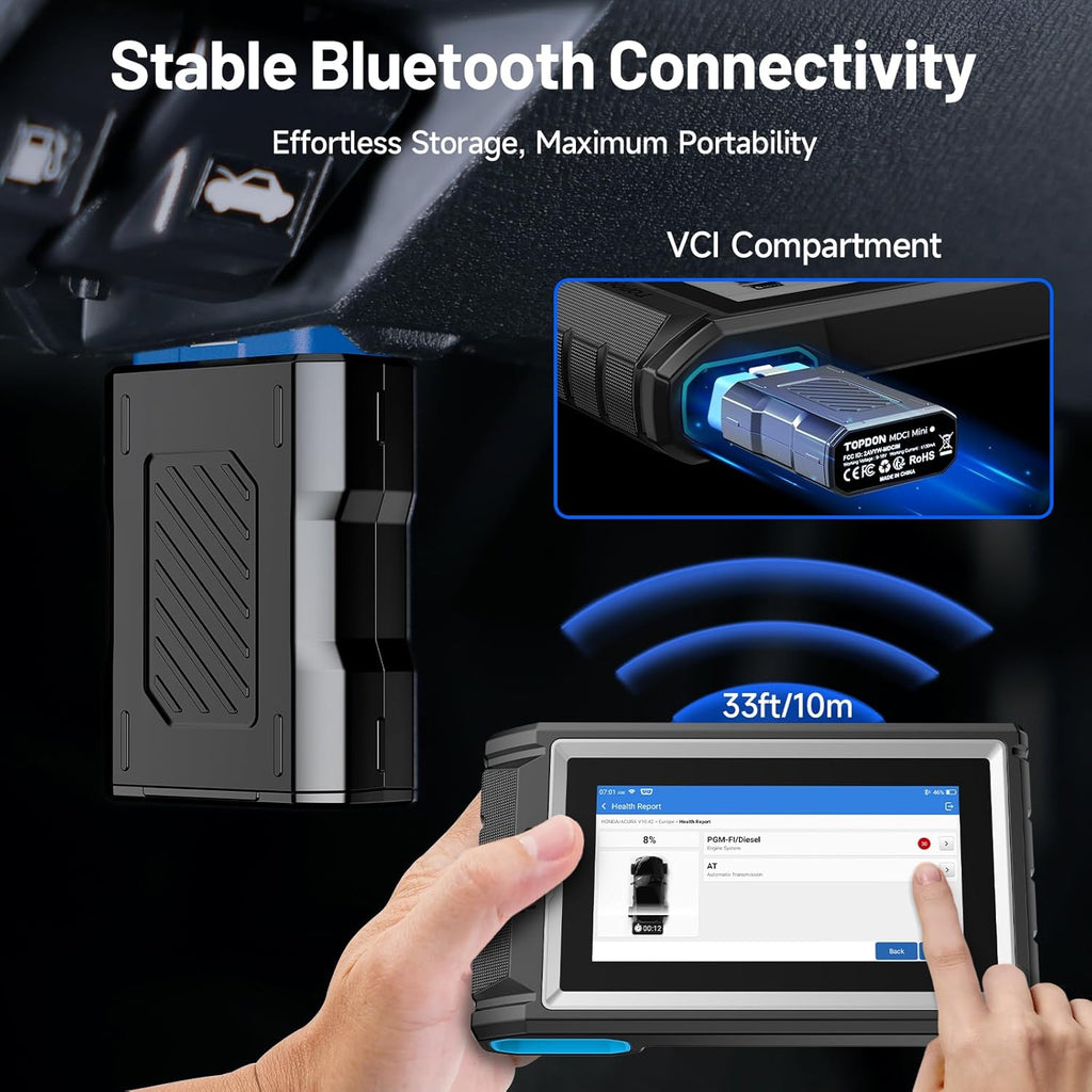 TOPDON Scanner AD800BT V2.0, Bidirectional Scan Tool, Full Systems Diagnostic Tool for All Vehicles, Automotive Diagnostic Scanner for Car, 28+ Services, FCA AutoAuth, CANFD, 2 Years Free Update