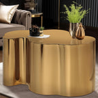 Menkxi Stainless Steel Cloud Coffee Table Modern for Living Room Irregular Metal Accent Coffee End Table for Living Room Bedroom, 31.5 x 19.7 x 15.75(Gold)