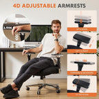 Sweetcrispy Big and Tall Office Desk Chair with Lumbar Support, 500lbs Heavy Duty Mesh Ergonomic Computer Chair with 4D Armrest and Wide Comfy Seat, Wheels for Adult