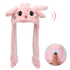 Animal Hat with Ears Moving Jumping Pop Up Beating Hat Plush Holiday Cosplay Dress Up Funny Gift for Kids
