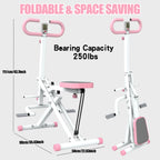 Squat Machine for Home, Row-N-Ride Squat Assist Trainer for Glutes Ab Back Legs Home Workout Machine with Adjustable Resistance for Full-Body Fitness Exercise(Pink)