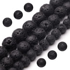 Youngbling Natural Gemstone Beads for Jewelry Making,8mm Black Lava Polished Round Smooth Stone Beads,Genuine Real Stone Beads for Bracelet Necklace 15 Inch(Black Lava,8mm)