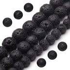 Youngbling Natural Gemstone Beads for Jewelry Making,8mm Black Lava Polished Round Smooth Stone Beads,Genuine Real Stone Beads for Bracelet Necklace 15 Inch(Black Lava,8mm)