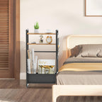 Narrow Side Tables with Drawer for Small Spaces, Small End Table Slim Nightstand with Wheels, Space Saving Skinny Thin Bedside Sofa Coffee Desk with Storage Bag for Bedroom Living Room Couch