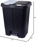 Step N' Sort 11 Gallon, Dual Trash and Recycling Bin with Slow Close Lid,Black,40 Liter,SNS402-B