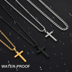 Fiusem 2 Pcs Cross Necklace Chain for Men and Women, Layered Mens Cross Necklaces Stainless Steel Pendant Cuban Link Rope Chain 16-26 Inch