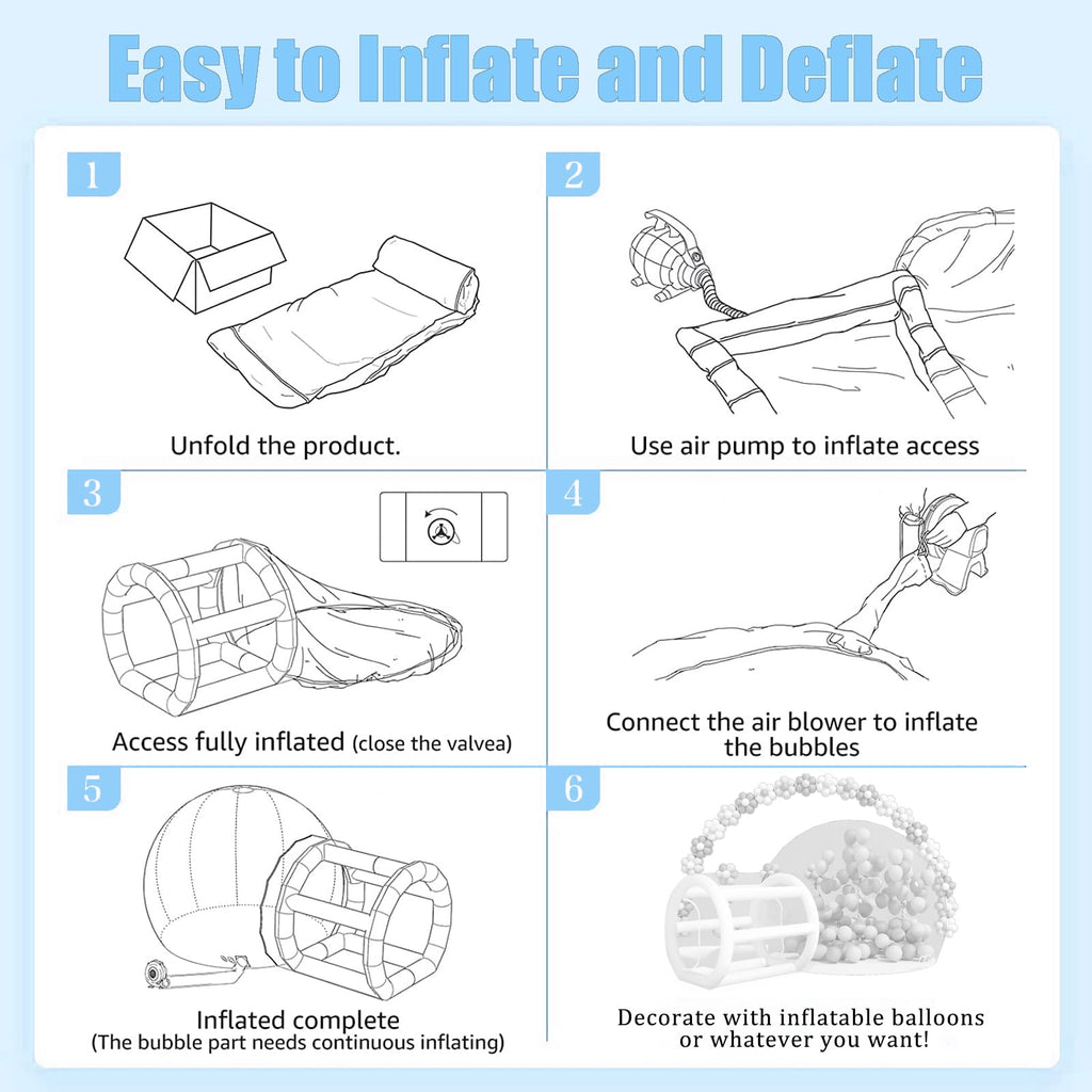 Aufblasbares Bubble-Haus für Kinder, 13 Fuß klarer aufblasbarer Ballon-Dom mit 6,5 Fuß langem Tunnel, Outdoor transparentes Bubble-Zelt aus PVC in Gewerbequalität mit 950W Gebläse & 600W Luftpumpe für Party, Garten