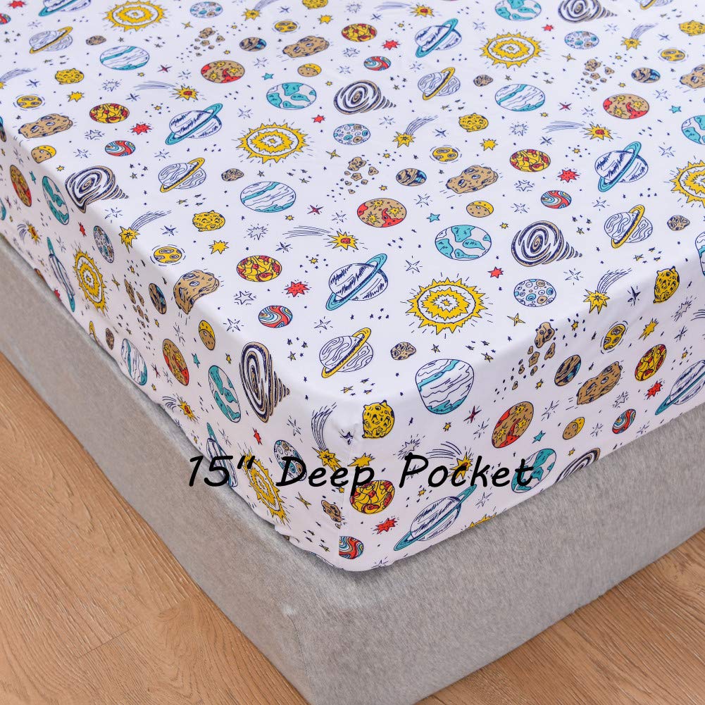 ست ملحفه کودکان یونیکورن صورتی JSD، سایز تویین، ۳ تکه، ملحفه‌های رختخواب میکروفایبر چاپ شده با طرح رنگین کمان برای دختران، جیب عمیق