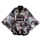 Kimono Costume Adult Japanese Geisha Floral Patten Gown Blossom Bathrobe Sleepwear With Obi Belt
