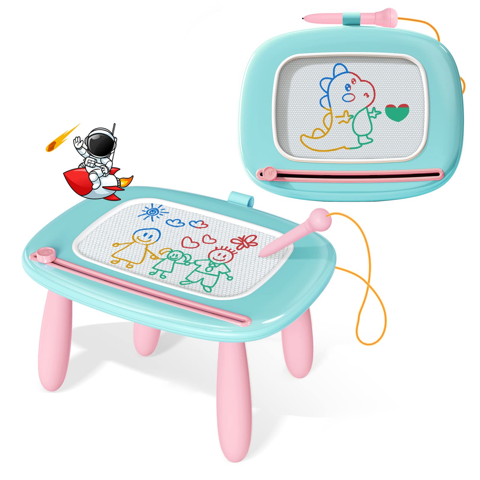 Kikidex Toddlers Toys Age 1-3, Magnetic Drawing Board, Toddler Girl Toys for 1-2 Year Old, Doodle Board Pad Learning and Educational Toys for 1 2 3 Year Old Baby Kids Birthday Gift (Dark Blue)