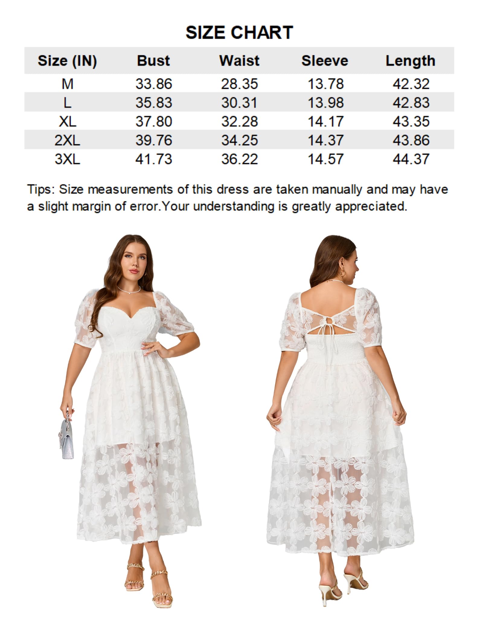 EYWOL Plus Size White Dresses for Women:Prom Wedding Guest Cocktail Formal Graduation Renaissance Party Dress