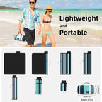 ZAZE Picnic Blankets Beach Blanket, 80''x80'' Extra Large Thick 3-Layers, Sandproof Machine Washable Waterproof Foldable Oversized XL Outdoor Mat, for Camping, Park, Travel, Grass(Blue White Stripe)