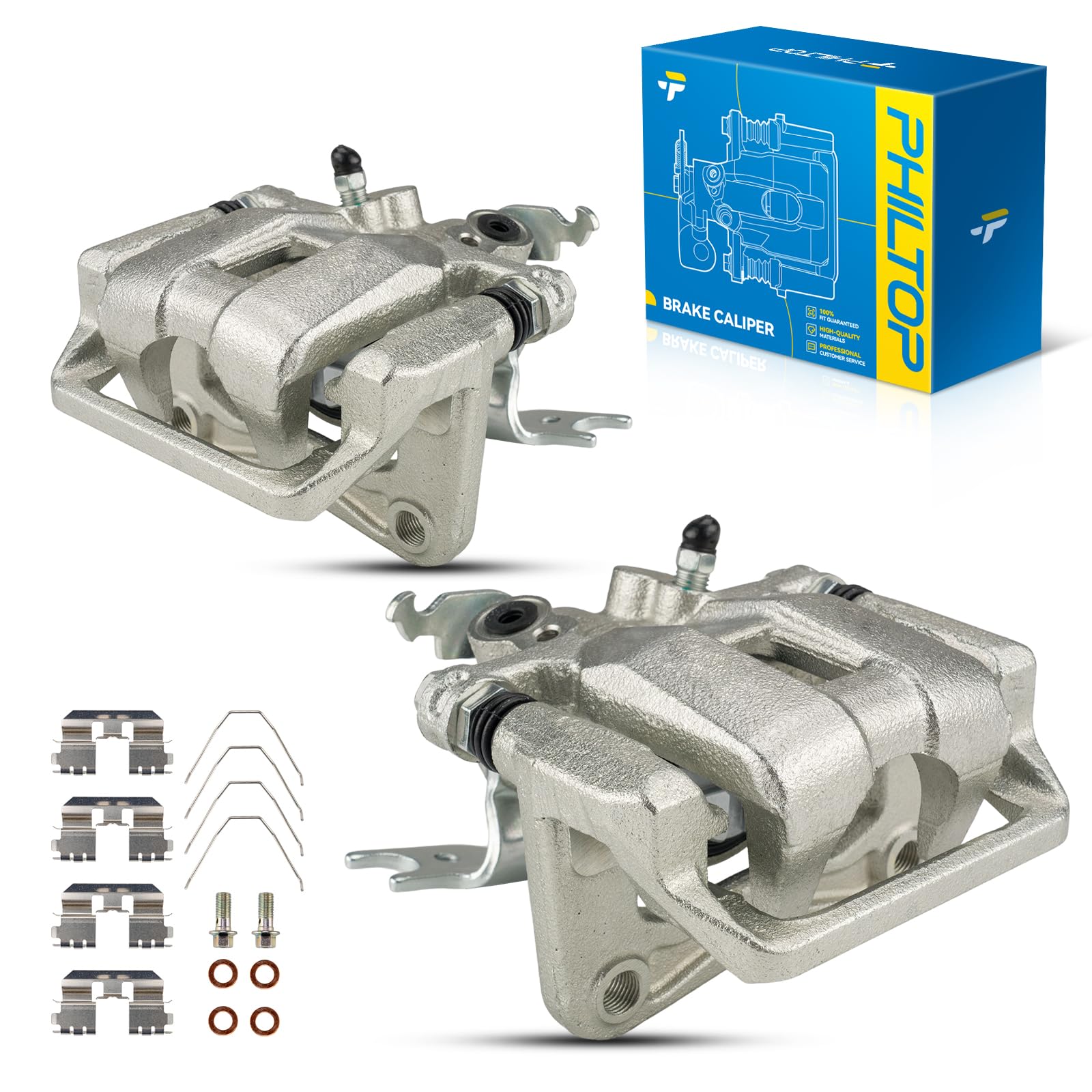 PHILTOP 18B5046 18B5047 Rear Disc Brake Caliper Assembly Fit for 2007-2017 Jeep Wrangler, 2008-2012 Jeep Liberty, 2007-2011 Dodge Nitro, 2018 Jeep Wrangler JK