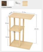 AWASEN C Shaped End Table, Small Side Table for Couch, 3-Tier Wood Sofa Table Coffee Table for Living Room, Small Space, Bedroom, Home Office, Easy Assembly, Natural