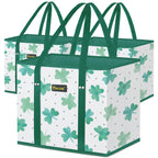 BALEINE 3Pk Reusable Grocery Bags, Foldable Shopping Bags for Groceries with Reinforced Bottom & Handles (Antique Foliage)