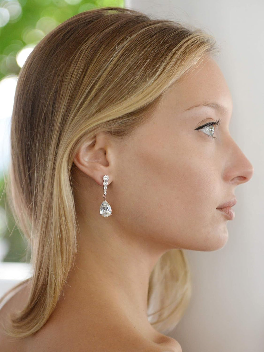Mariell Rose Gold Cubic Zirconia Wedding Drop Earrings, Teardrop CZ Crystal, for Brides, Bridesmaid, Prom