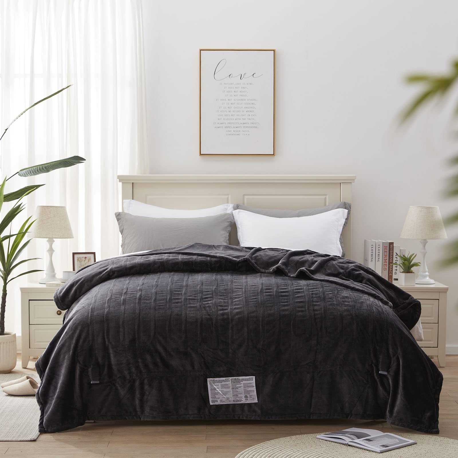 Manta eléctrica Westinghouse tamaño Queen, franela súper suave y acogedora 84" x 90" manta calefactable con 10 niveles de calentamiento rápido y apagado automático de 1-12 horas, lavable a máquina, certificación ETL y FCC, beige