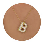 Z ZACHÉ 18k Gold Plated Bubble Letter C Necklace Women Cubic Zirconia Balloon Initial Necklace Cute Puffy Monogram Necklace