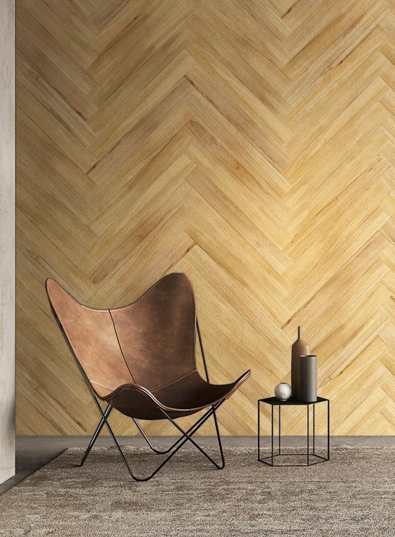 COLAMO 10PCS Faux Teak Peel and Stick Wood Panels for Wall, Vintage Farmhouse Adhesive Shiplap Boards for RV Backsplash, Living Room, Bed Room, Accent Wall, Self Stick On Wooden Paneling(12.4sqft)