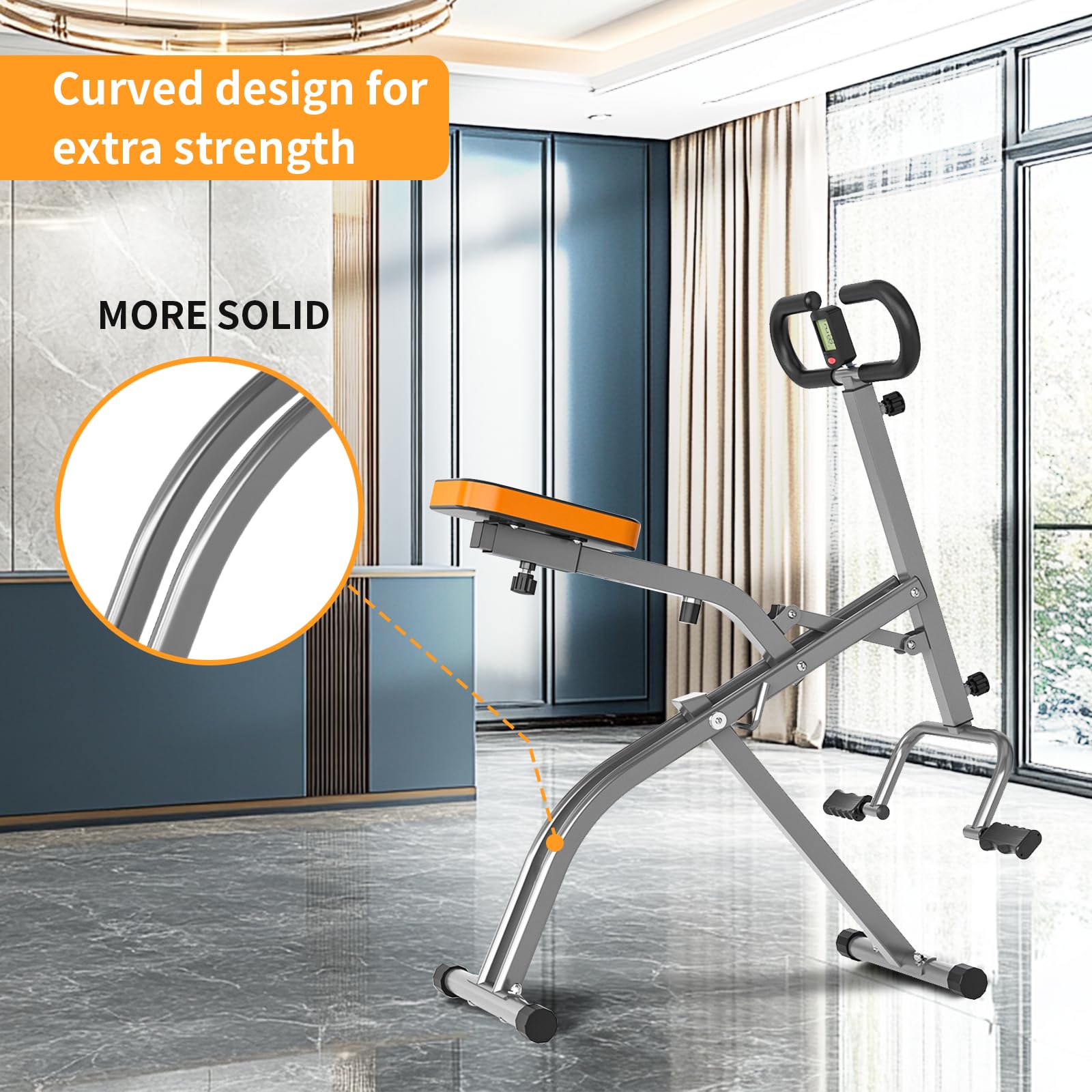 NAYSAYE Entraîneur d'Assistance aux Squats, Machine à Squats Machine à Ramer avec Bandes de Résistance Réglables Écran LCD, Entraîneur d'Exercice Pliable avec Capacité de Charge de 265LBS pour Bureau à Domicile Argenté