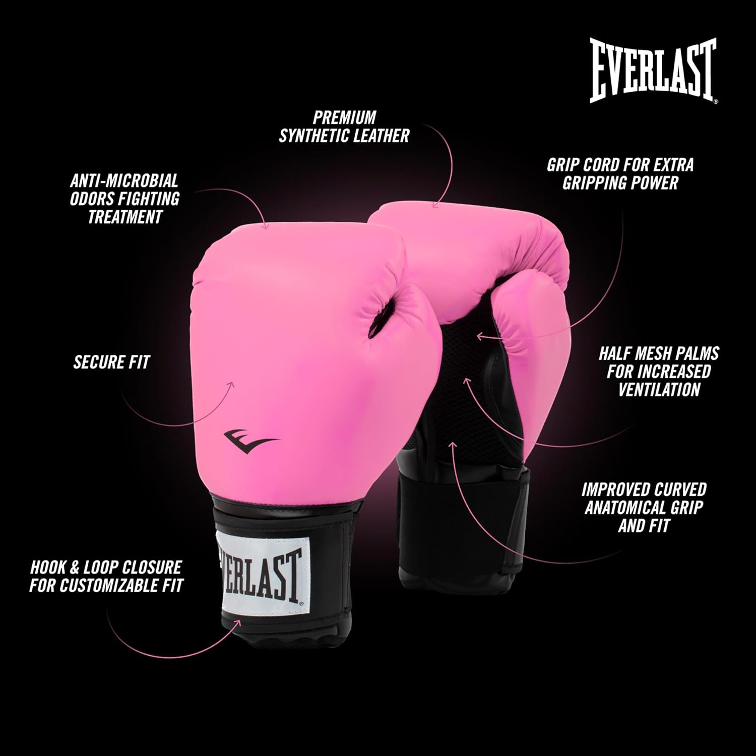 Everlast Prostyle 2 Boxing Gloves, Entry Level Training Gloves for Men and Women, Secure Fit Hook and Loop Closure & Ventilation, Heavy Bag & Speedbag Training