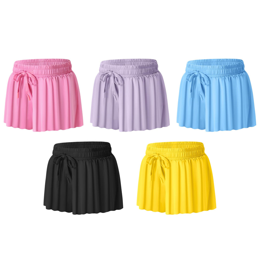 Girls Flowy Shorts Girls Black Shorts Quick Dry Girl Running Short 2 in 1 Kids Skirts Drawstring Butterfly Short Girl 10-12