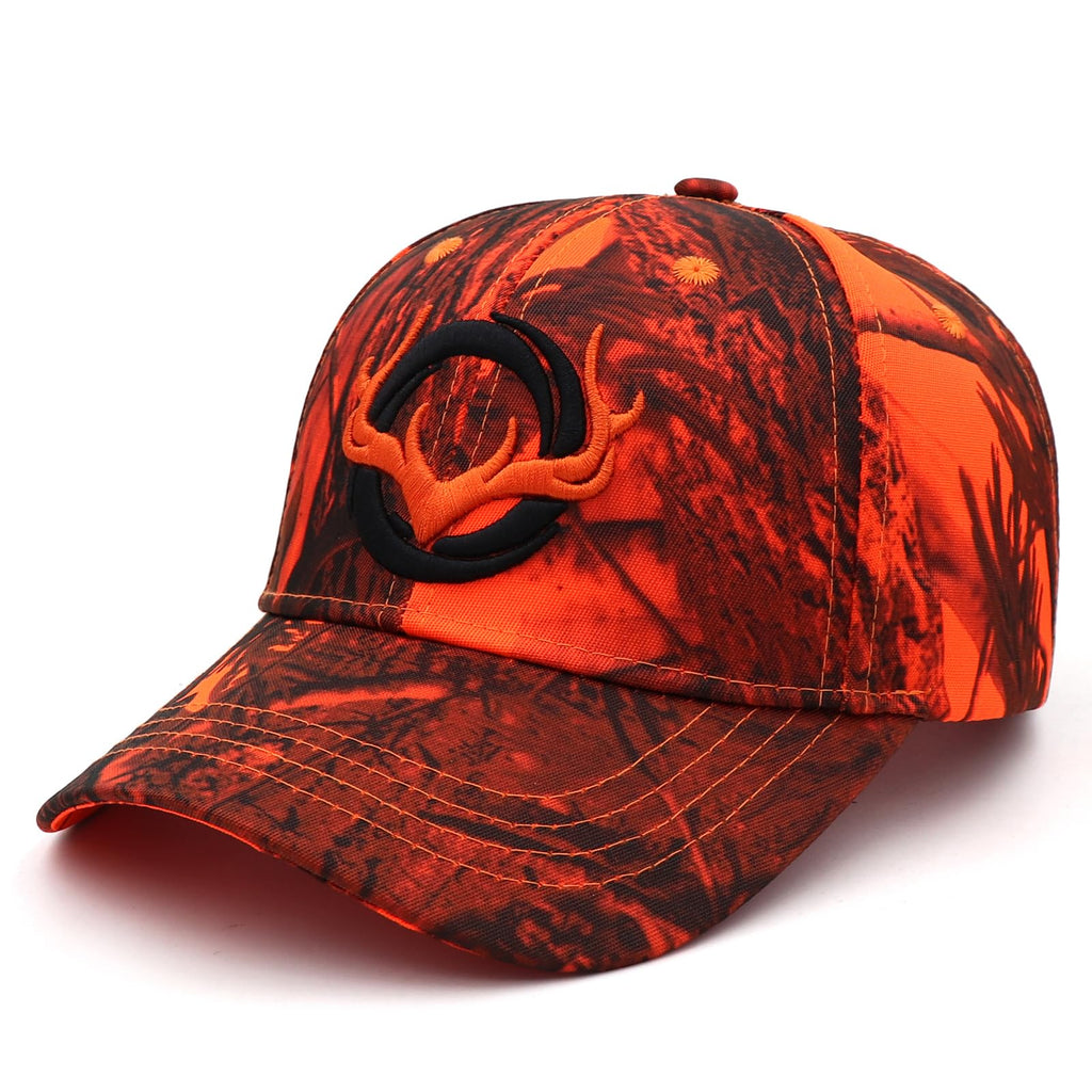 JUSOCC Deer Hunting Camouflage Hats Embroidery Adjustable Fishing Baseball Cap (US, Alpha, Medium, Orange Camo) - Grand Goldman