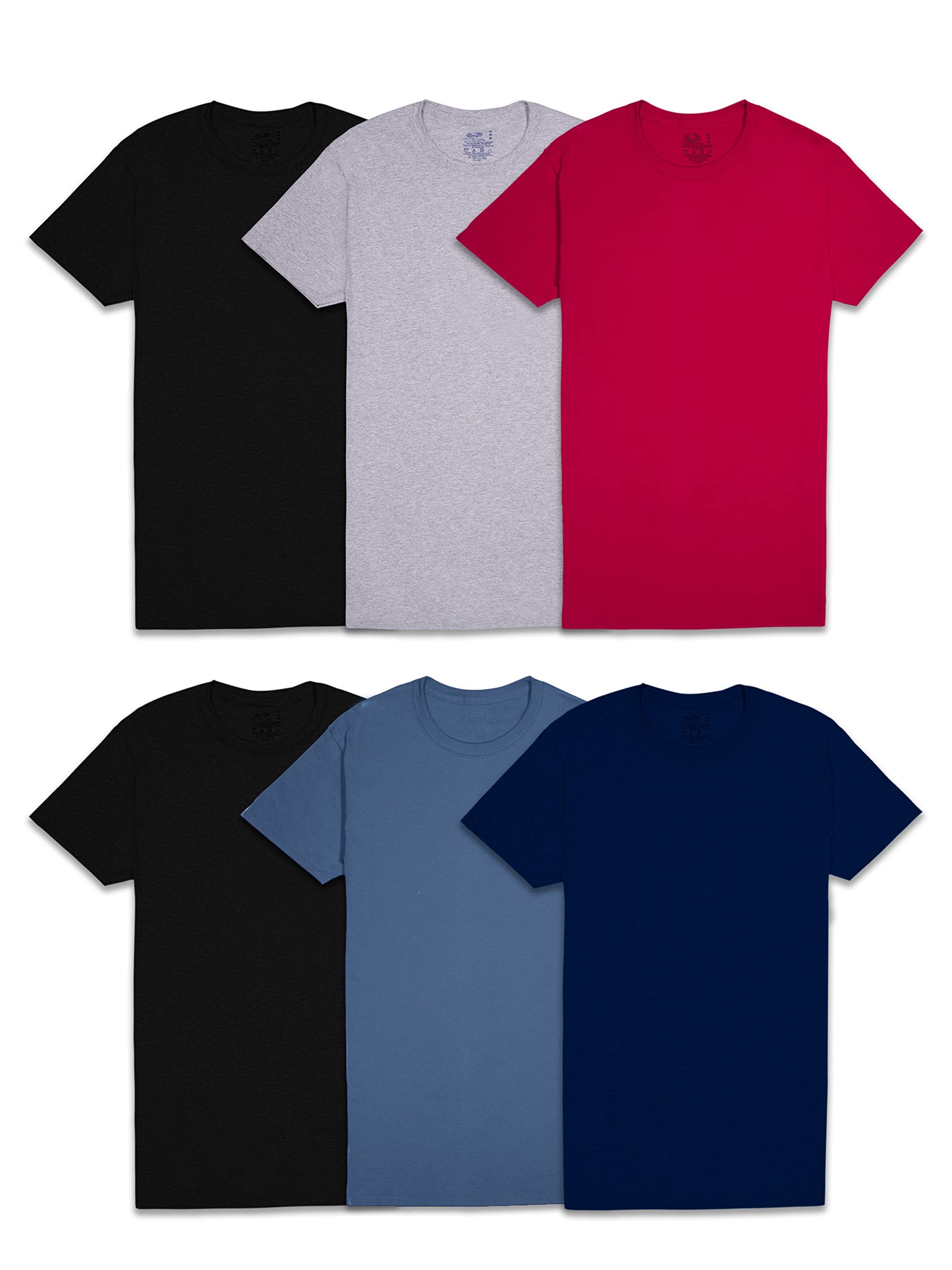 Fruit of the Loom Men's Crew Tee Undershirts, Moisture Wicking & Tag Free, Also Available in Big & Tall