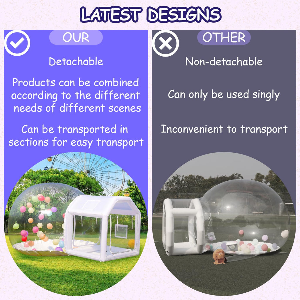 Iuoni 10FT Klarer PVC aufblasbarer Bubble House Kuppelzelt mit Tunnel - Bubble House Kuppel aufblasbar, ideal für lustige Veranstaltungen und Partys, langlebiges aufblasbares Bubble House, einfache Einrichtung