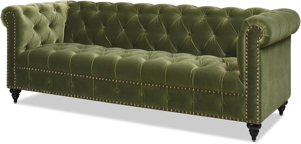Jennifer Taylor Home Dalton 88" Tufted Chesterfield Sofa (Olive Green Performance Velvet)