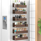 6 Pack Magnetic Spice Storage Rack Organizer for Refrigerator and Oven, Black Fridge Organizers and Storage