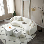 Modern 5 Seats Curved Sofa Oversized Half-Moon Sofa&Couch, Beautiful Freestanding Sofa Comfy Teddy Fleece Boucle Leisure Sofa Couch with 4 Big Pillows for Home Office Apartment Living Room