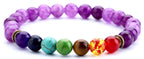 Hamoery Men Women 8mm Lava Rock 7 Chakra Beads Chakra Bracelet Braided Rope Natural Stone Yoga Bracelet Bangle