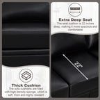 2 Piece Faux Leather Sofa Set,Modern Couch and Loveseat Sets with Storage,Mid Century Couch with Rivet Rolled Arm,Comfy Deep Seat Couch,Furniture for Living Room,Office(Loveseat+3 Seater,Black)