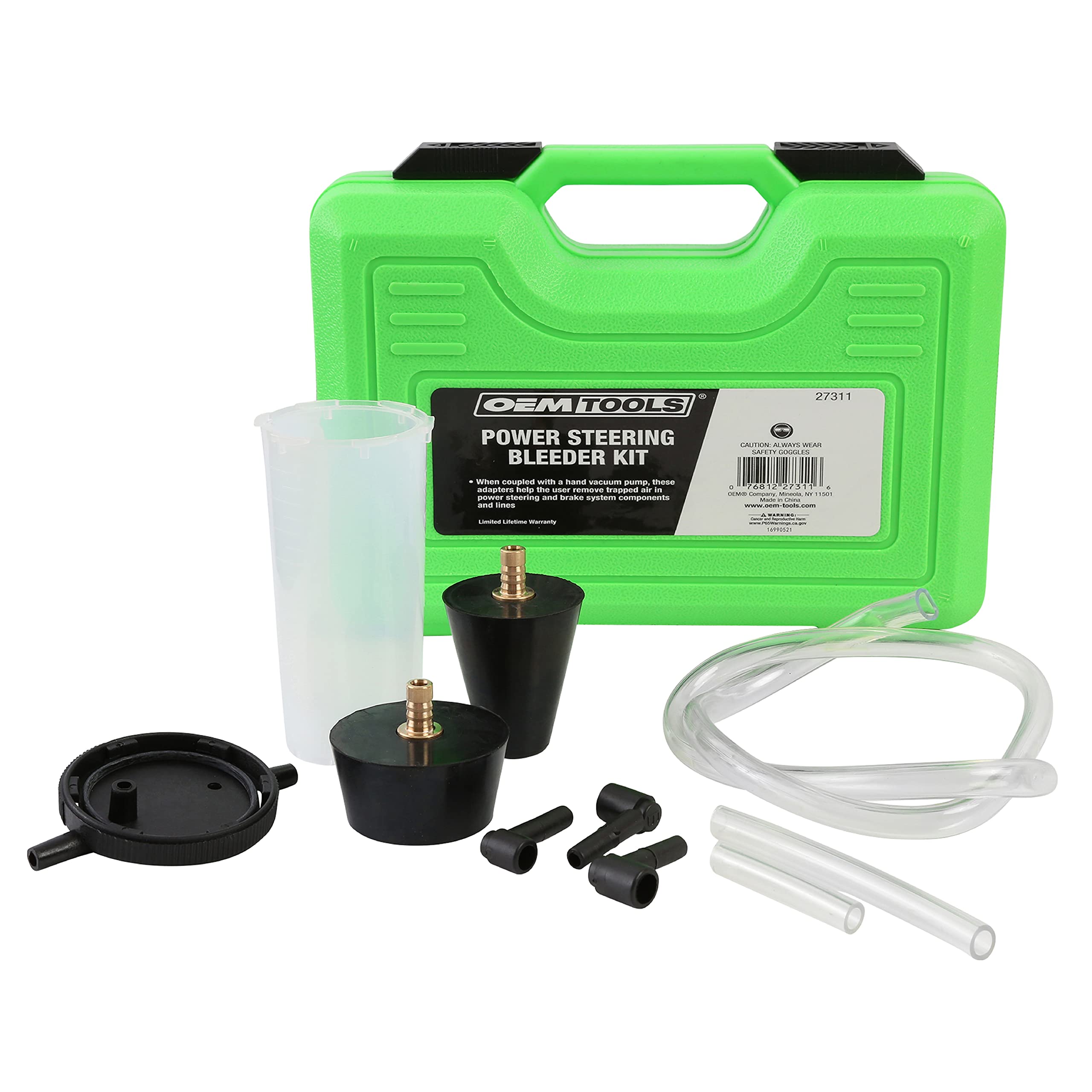 OEMTOOLS 25036 Bleed-O-Matic One-Man Brake Bleeder Kit, Featuring An Opaque Brake Bleed Bottle / Transparent Hoses and Tapered Fittings, No Mess Brake Fluid Bleeding , Multi color(Packaging May Vary)