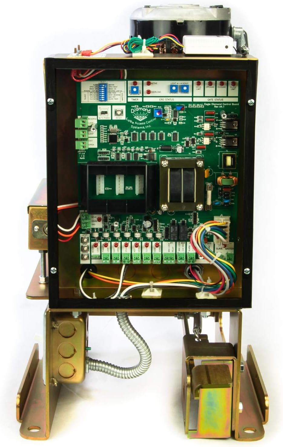 Eagle-1000 FR 1/2 HP Slide Gate Operator Motor for Residential Access Control Entrance - up to 27' ft 600lbs for Home or Light Commercial Businesses with 2 Remotes, Receiver, and Photo Eye Monitor